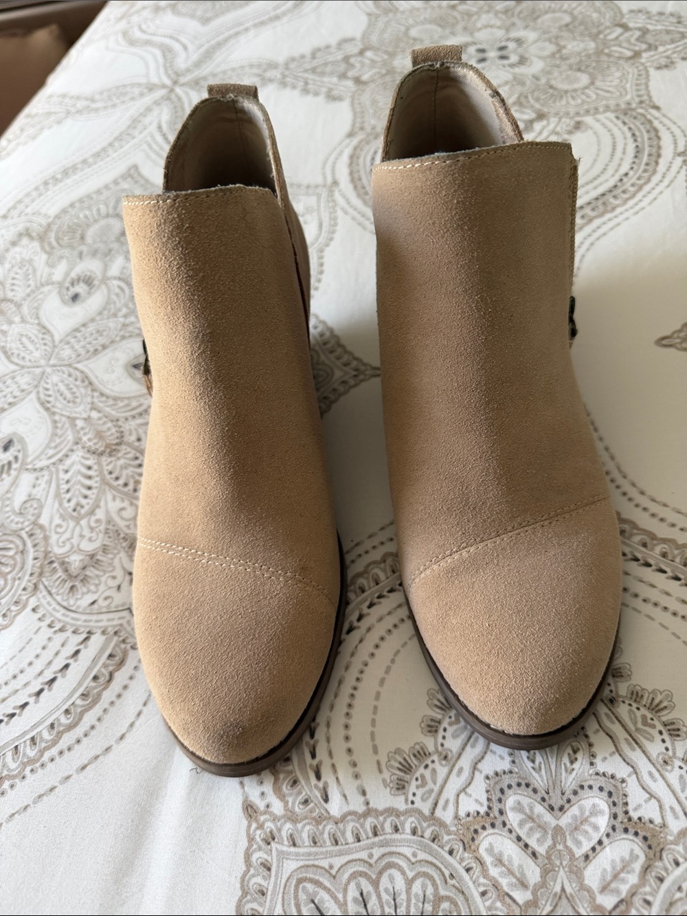 Toms Tan Suede Ankle Booties